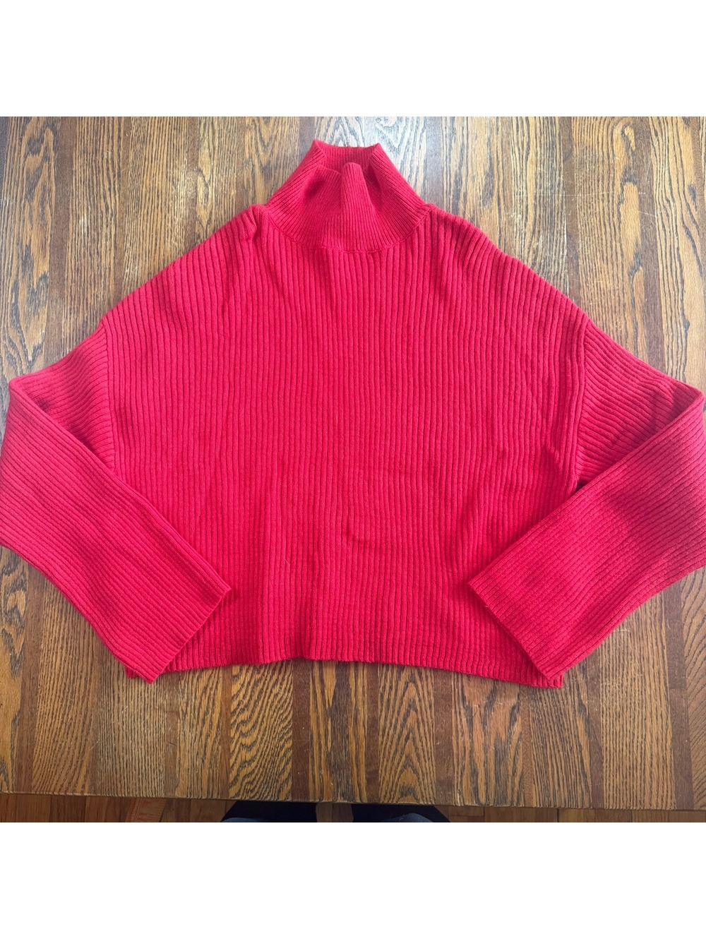 Jessica Simpson Red Ribbed Mock Neck Cropped Sweater M